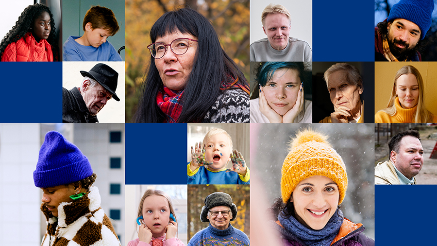 Kollaasi eri-ikäisistä ihmisistä.